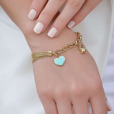 14k Altın Cetaş Eterna Heart&Star Bileklik - 5