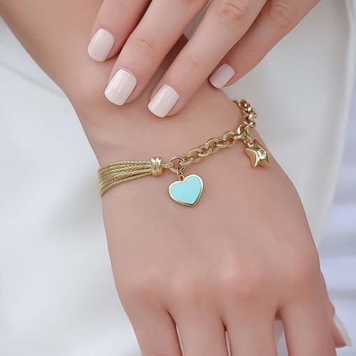 14k Altın Cetaş Eterna Heart&Star Bileklik - 5