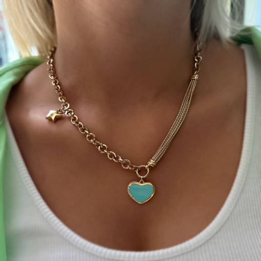 14k Altın Cetaş Eterna Heart&Star Kolye - 2