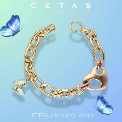 14k Altın Cetaş Eterna Kalp Kelebekli Kolye - 2