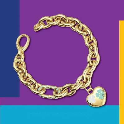 14k Altın Cetaş Eterna Kalp Yonca Bileklik