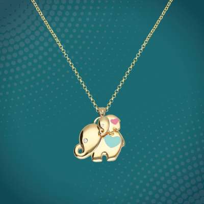 14k Altın Cetaş Eterna Kalpli Fil Kolye - ENGİNGOLD CETAŞ