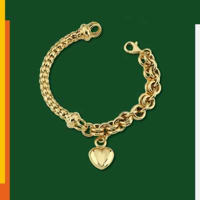 14k Altın Cetaş Eterna Kalpli Sevgi Bileklik - ENGİNGOLD CETAŞ