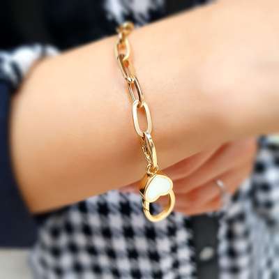 14k Altın Cetaş Eterna Kalpli Sevgi Bileklik - 3