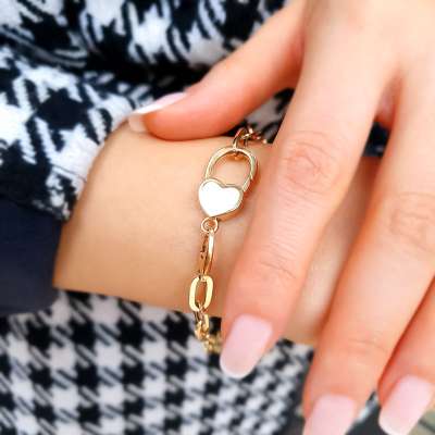 14k Altın Cetaş Eterna Kalpli Sevgi Bileklik - 4