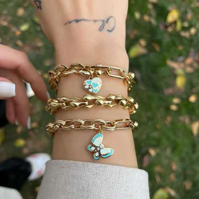 14k Altın Cetaş Eterna Kelebekli Bileklik - 2