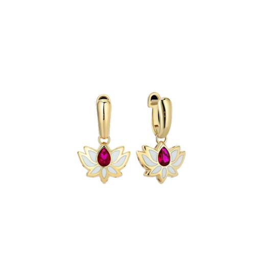 14k Altın Cetaş Eterna Lotus Küpe - 1