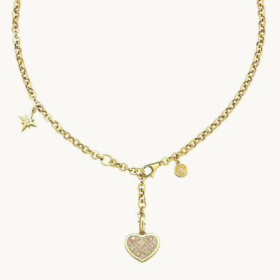 14 Ayar Altın Cetaş Eterna Pembe Sedefli Pusula Kalp Kolye - 2