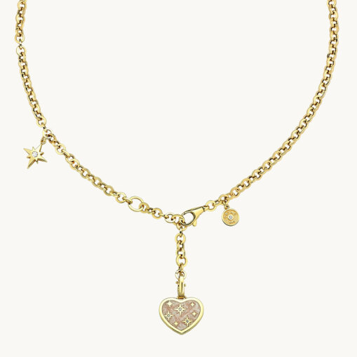 14 Ayar Altın Cetaş Eterna Pembe Sedefli Pusula Kalp Kolye - 2