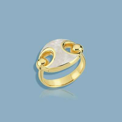 14k Altın Cetaş Eterna Sedef Mine Yüzük - ENGİNGOLD CETAŞ