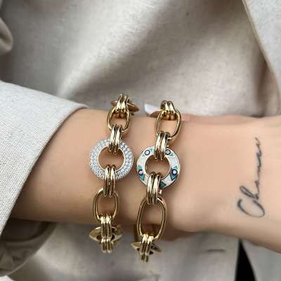 14k Altın Cetaş Eterna Taşlı Hallow Bileklik - 2