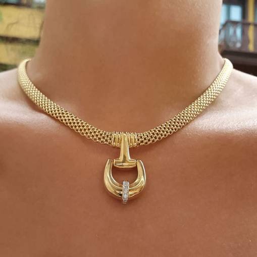 14k Altın Cetaş Eterna Taşlı Kolye - 1