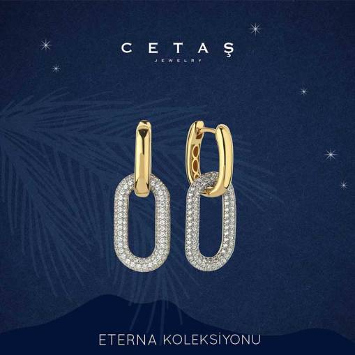 14k Altın Cetaş Eterna Taşlı Sallantılı Kolye - 3