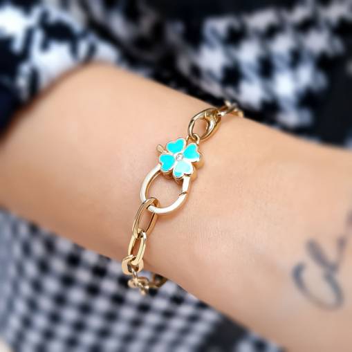 14k Altın Cetaş Eterna Yonca Şans Bileklik - 1