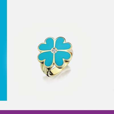 14k Altın Cetaş Eterna Yonca Şans Yüzük - ENGİNGOLD CETAŞ