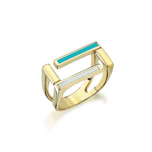 14k Altın Cetaş Geometrik Minima Yüzük - 1