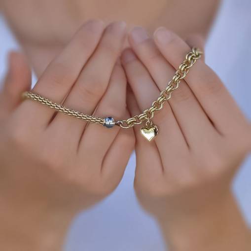 14k Altın Cetaş Kalpli Sevgi Bileklik - 1