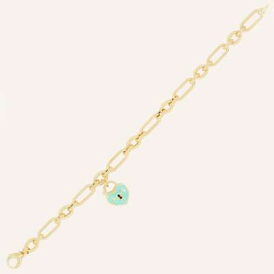 14k Altın Cetaş Kilitli Kalp Eterna Bileklik - ENGİNGOLD CETAŞ