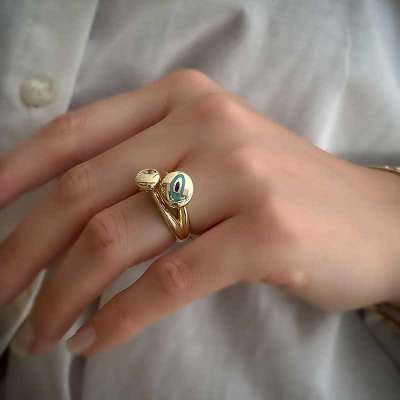 14K Altın Cetaş Mineli Fortuna Yüzük - 3