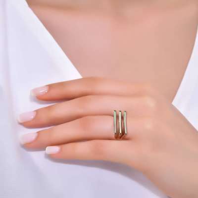 14k Altın Cetaş Minima 3 Sıra Yüzük