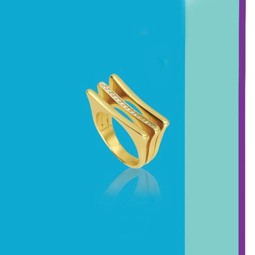 14k Altın Cetaş Minima Üç Sıra Yüzük - 1