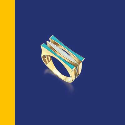 14k Altın Cetaş Minima Üçlü Mineli Yüzük - 2