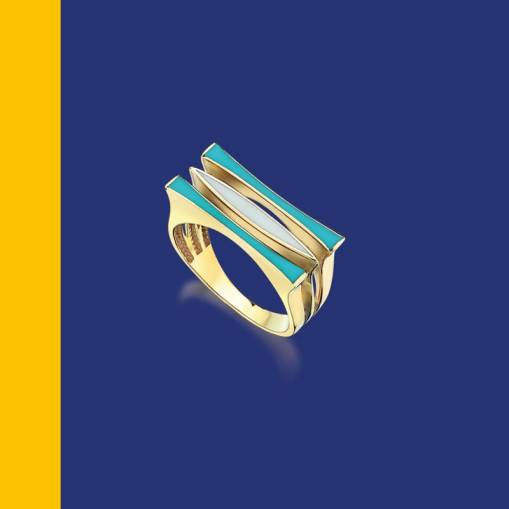 14k Altın Cetaş Minima Üçlü Mineli Yüzük - 2