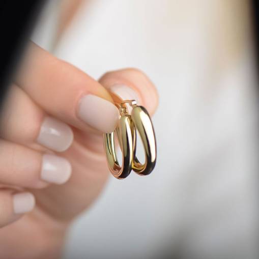 14k Altın Cetaş Oval Halka Küpe - 2