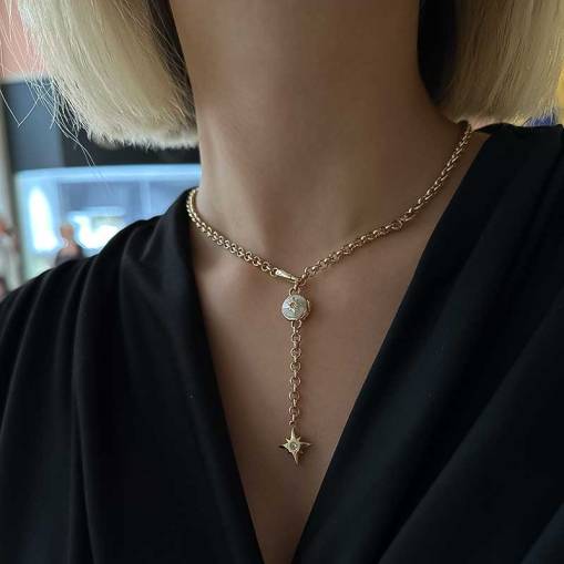 14k Altın Cetaş Polaris Yıldızı Kolye - 3