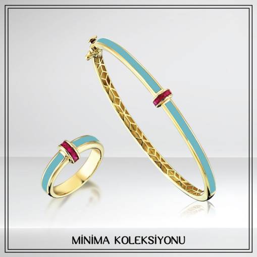 14k Altın Cetaş Turkuaz Minima Yüzük - 3