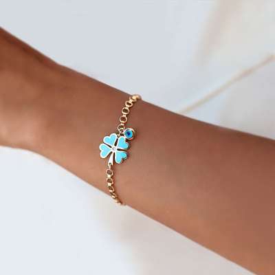 14k Altın Cetaş Yonca Göz Bileklik - ENGİNGOLD CETAŞ