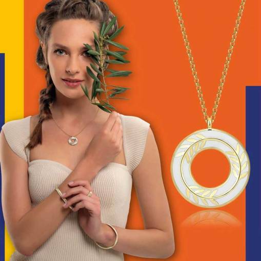 14k Altın Cetaş Zeytin Yapraklı Olivia Kolye - 2