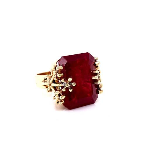 14k Altın Cultivate Ruby Taşlı Yüzük - 1