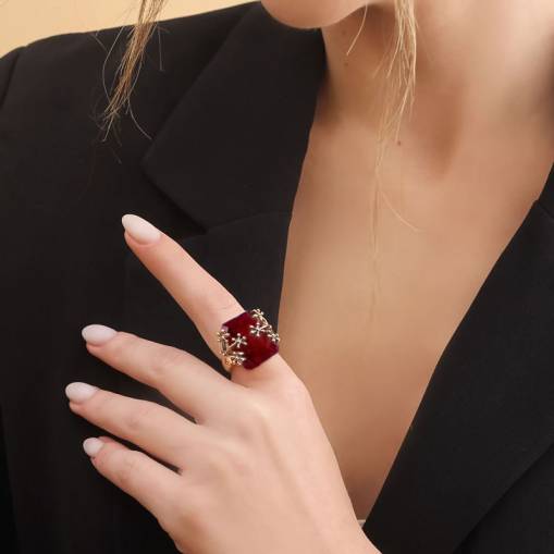 14k Altın Cultivate Ruby Taşlı Yüzük - 2