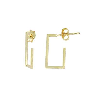 14 Ayar Altın Dikdörtgen Küpe - ENGİNGOLD