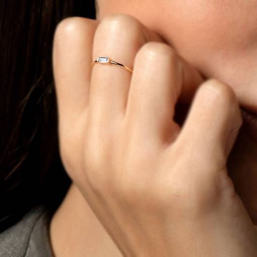 14k Altın Dolce Baget Taşlı Tel Yüzük - 3