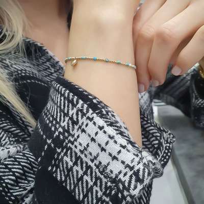 14k Altın Dorikalı Kalpli Bileklik - 3