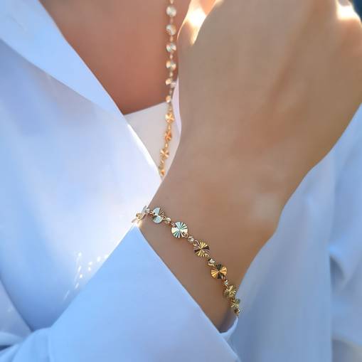 14k Altın Dorikalı Pullu Zincir Bileklik - 1