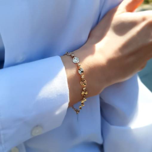 14k Altın Dorikalı Pullu Zincir Bileklik - 3