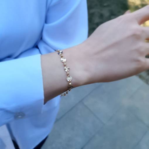 14k Altın Dorikalı Pullu Zincir Bileklik - 4
