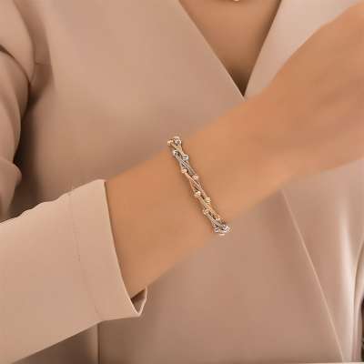 14k Altın Dorikalı Üçlü Sarma Bileklik - 2