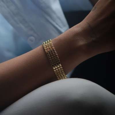 14k Altın Dört Sıra Pullu Arpa Model Bileklik - 1
