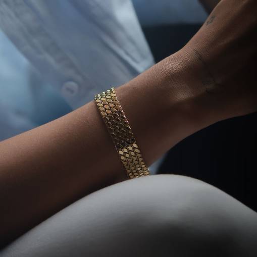 14k Altın Dört Sıra Pullu Arpa Model Bileklik - 1