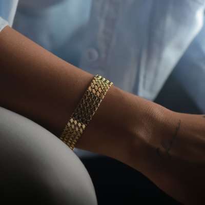14k Altın Dört Sıra Pullu Arpa Model Bileklik - 2