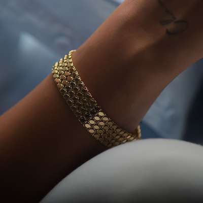 14k Altın Dört Sıra Pullu Arpa Model Bileklik - 3