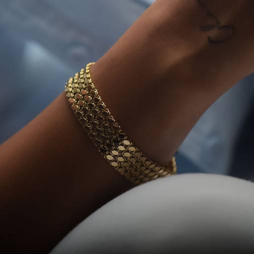 14k Altın Dört Sıra Pullu Arpa Model Bileklik - 3