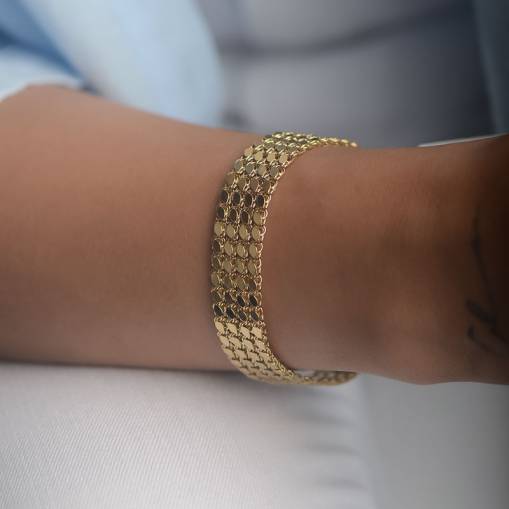 14k Altın Dört Sıra Pullu Arpa Model Bileklik - 4