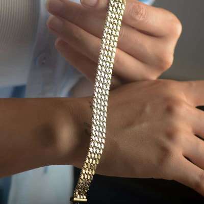14k Altın Dört Sıra Pullu Arpa Model Bileklik - 5