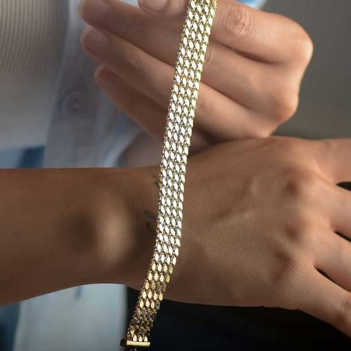 14k Altın Dört Sıra Pullu Arpa Model Bileklik - 5