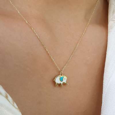 14k Altın Fil Figürlü Kolye - 1